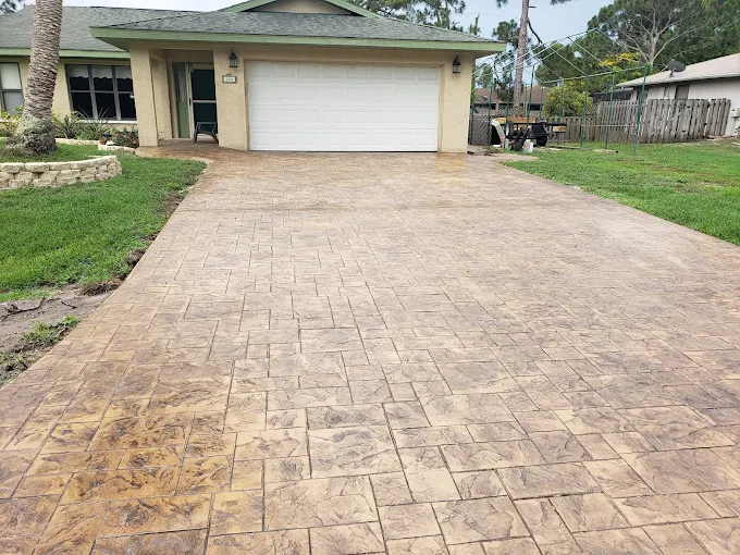 Stamped concrete driveway installation by Heritage Contracting Services in Florida